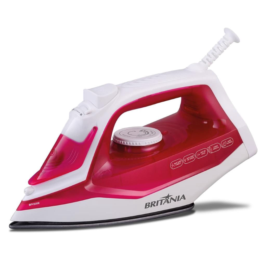 Ferro Super Carbon Britânia Vermelho Com Base Anti-aderente 220v - Bfv201r