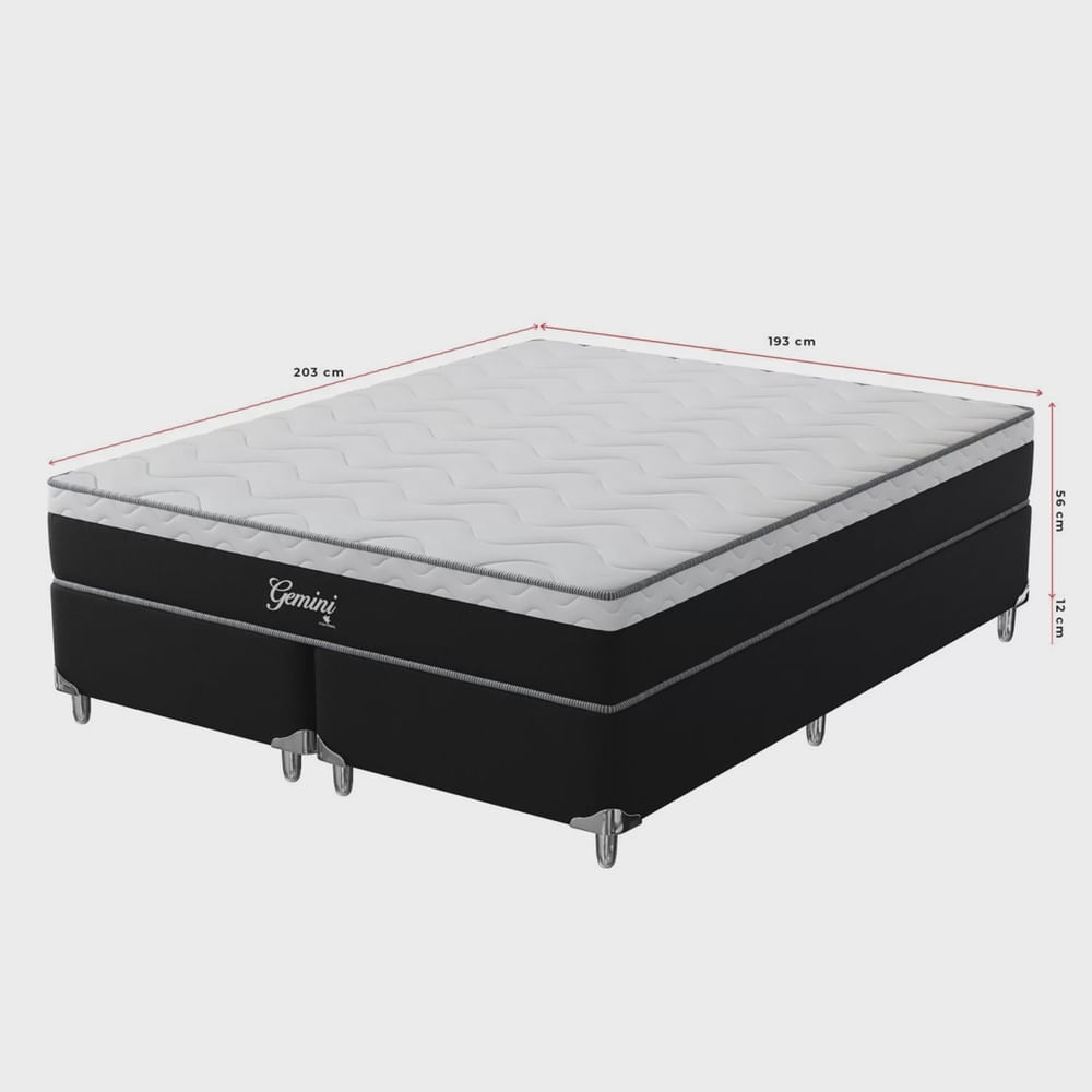 Cama Box Super King Montreal Molas Ensacadas Gemini 193x203x68 em