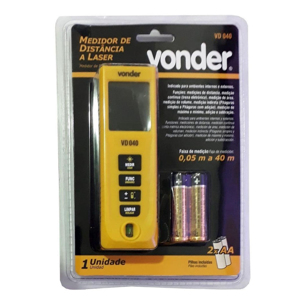 Medidor à Laser 40 Metros Pilha Aa Vd040 Vonder