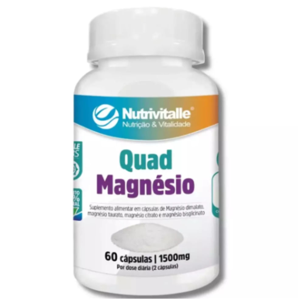 Kit 3 un - quad magnesio 1500MG 60 capsulas - nutrivitalle