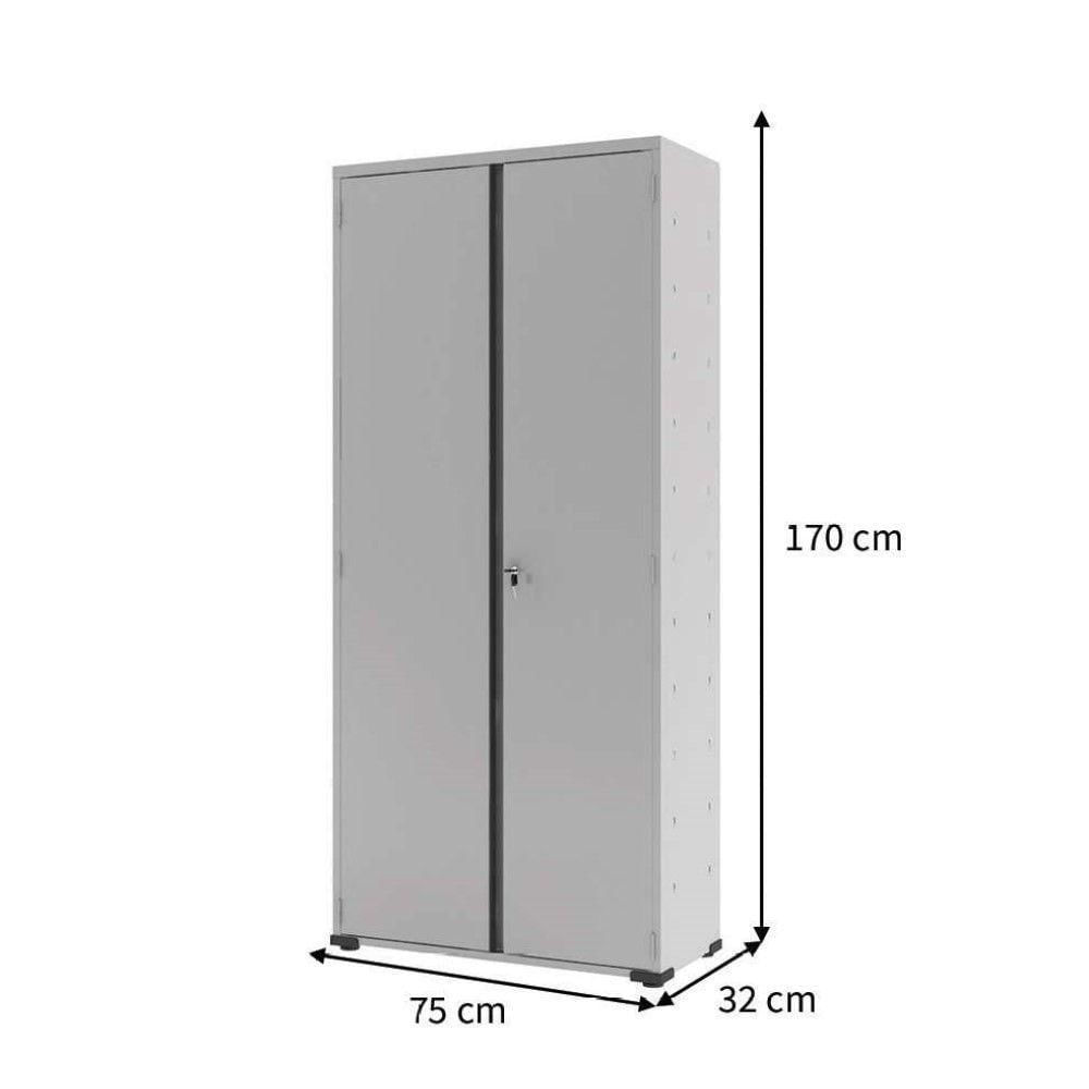 Armário Aço Multiuso Lavanderia Fechadura Prateleiras Vassoura