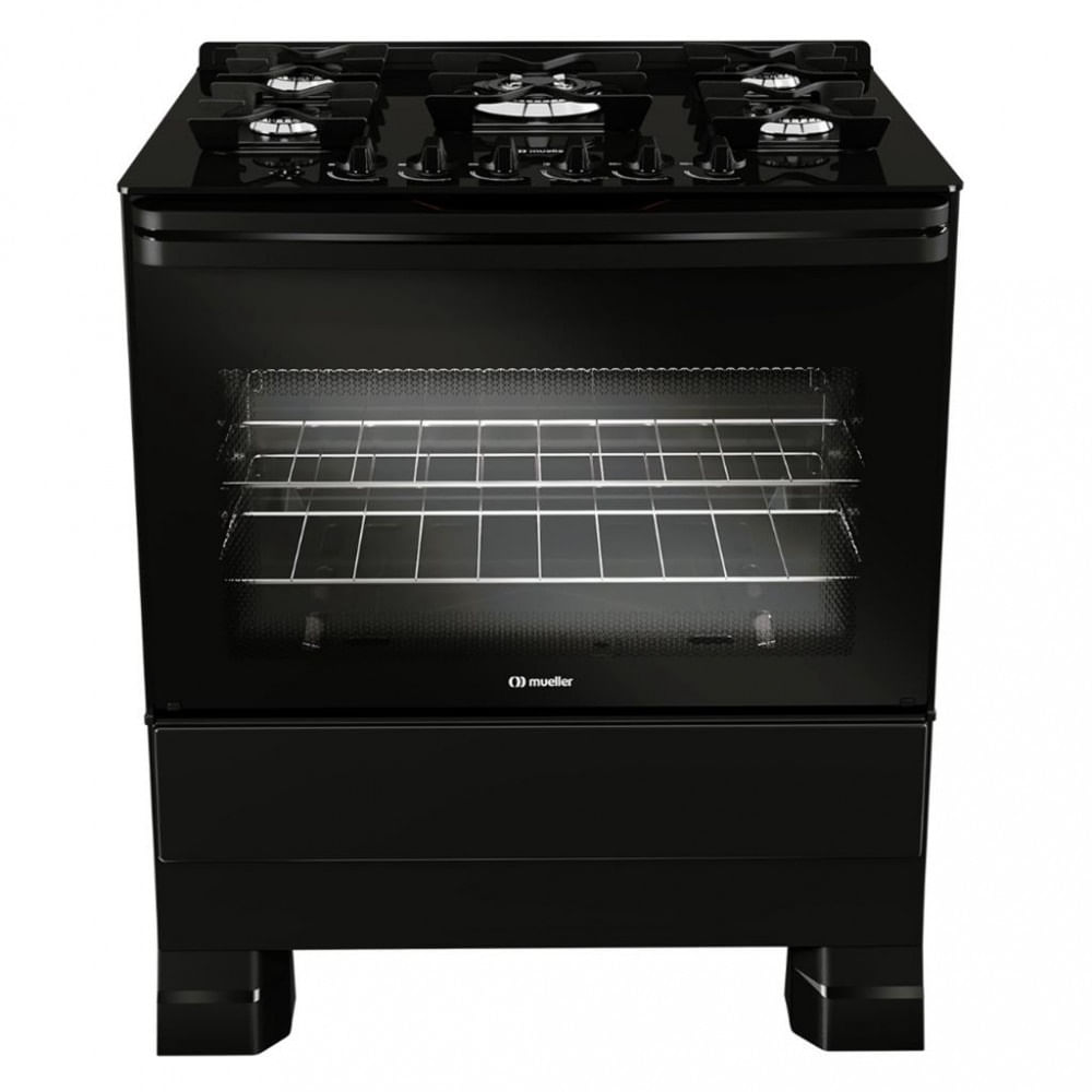 Fogão 5 Bocas Mueller Mfv5bf Preto Mesa em Vidro - Bivolt - 610001555
