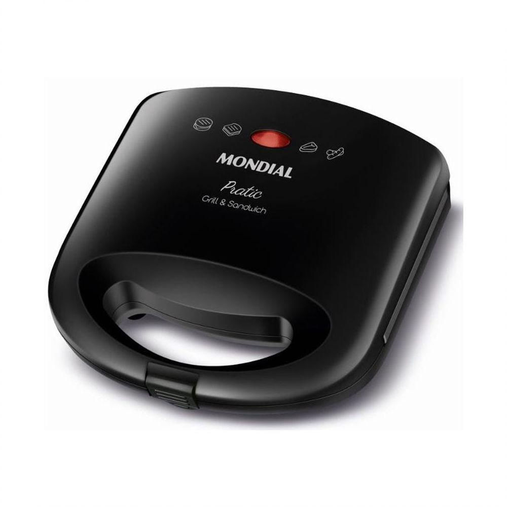 Grill + Sanduicheira Mondial Pratic Preto - 220v Sn02