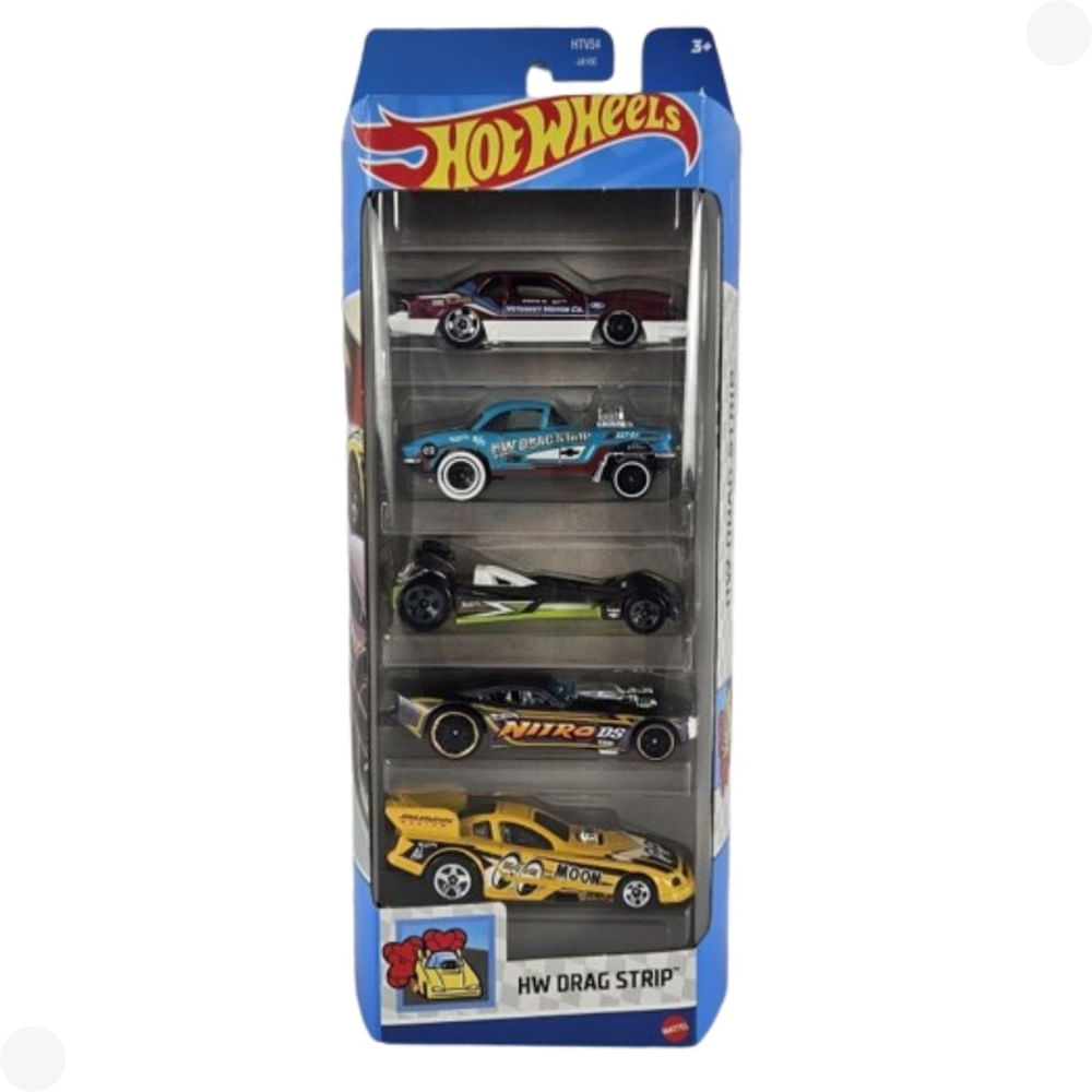 Hot Wheels Pacote c/ 5 Carros Drag Strip 1:64 Htv54 - Mattel em