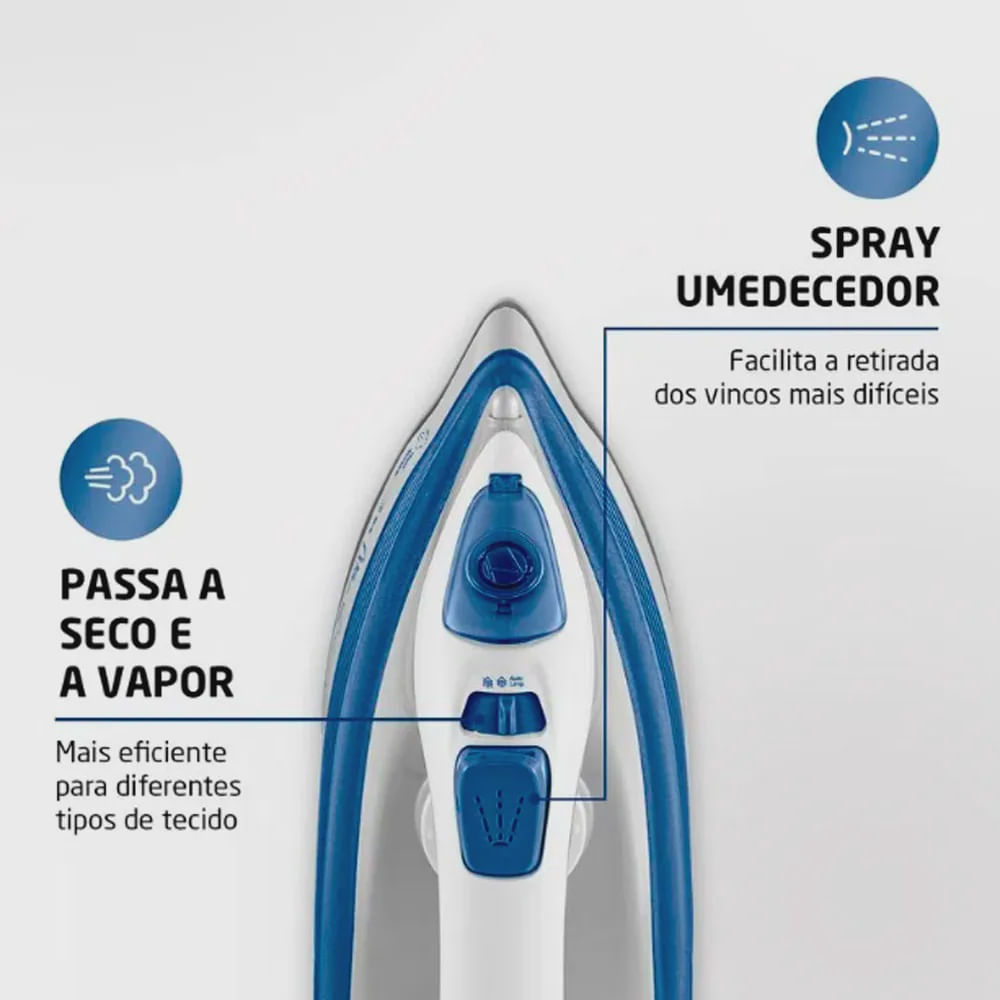 Ferro Mondial Azul Com Base Cerâmica 110v - Fvn-01-bl
