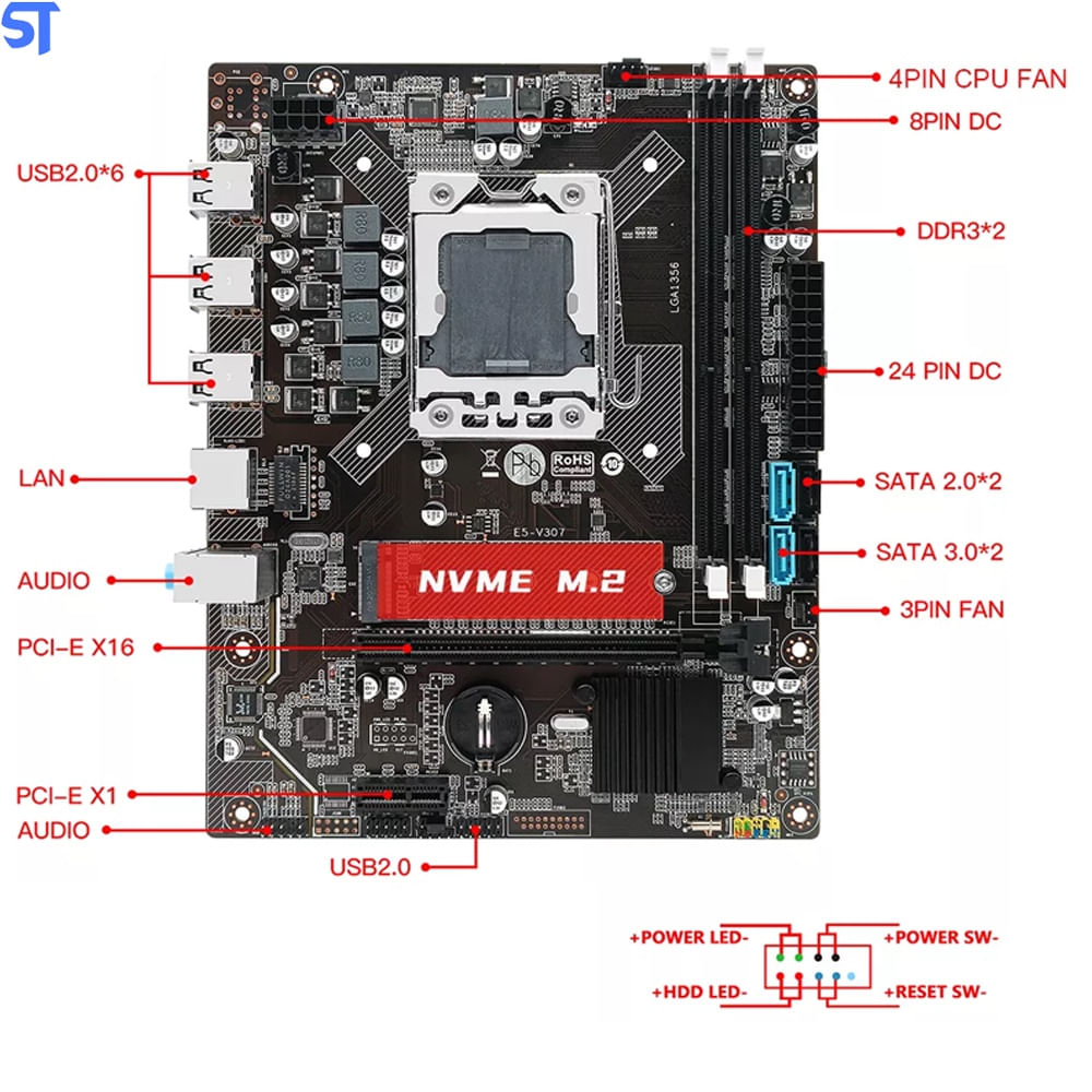Kit Placa Mãe X79 lga 1356 Com Processador Xeon e5 2420 0 e 8GB de