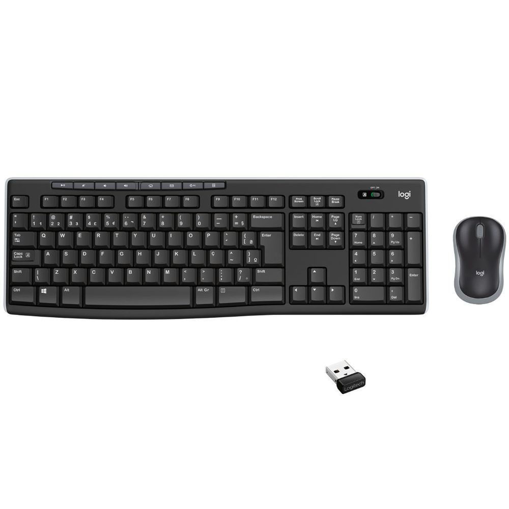 Kit Teclado e Mouse Wireless Óptico Led 1000 Dpis Mk270 920-004433 Logitech