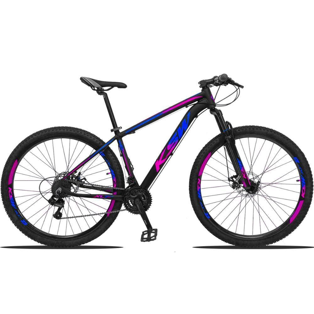 Bicicleta Ksw Xlt Disc H T17 Aro 29 Susp. Dianteira 21 Marchas - Azul/preto/rosa