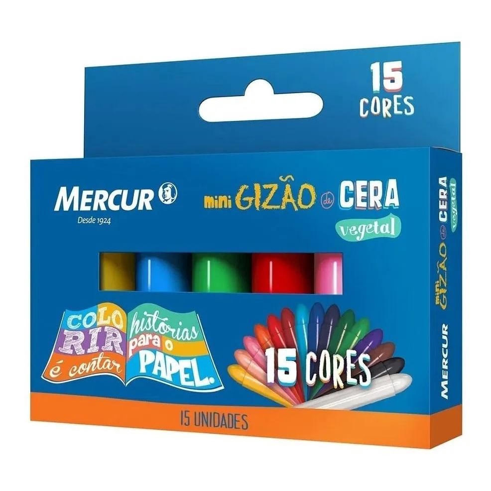 Mini Gizão De Cera Vegetal 15 Cores - Mercur em Promoção | Ofertas