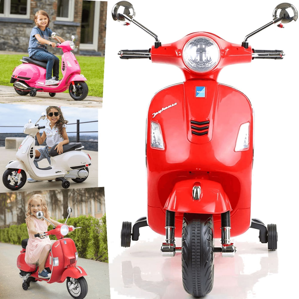Moto Zippy Toys Infantil Scooter Eletrica Vespa gts 6V Vermelha em