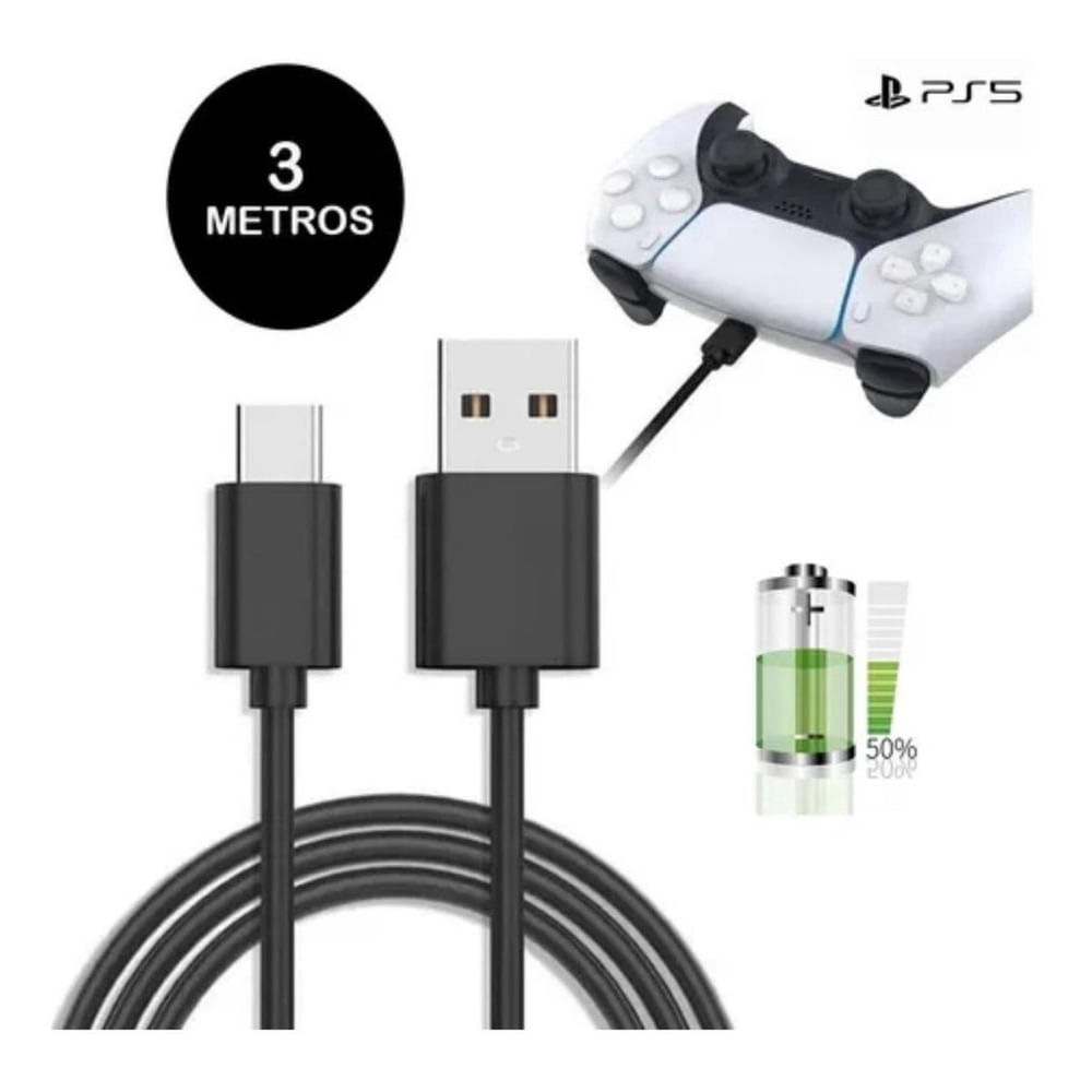 Imagem do produto Cabo Carregador Tipo C - PS5 em Americanas