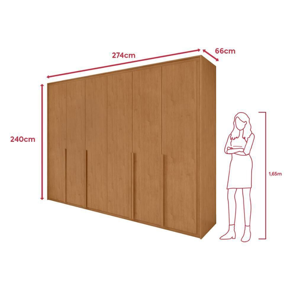 Guarda roupa 6 portas s espelho easy space amendoa clean em promo o