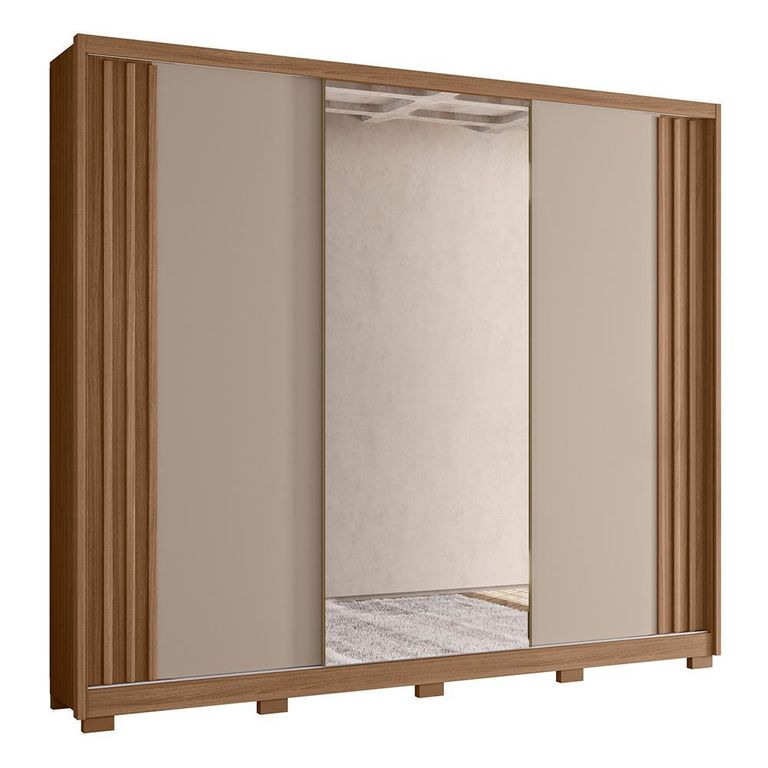 Guarda Roupa Casal Arizona 3 Portas Deslizantes com Espelho