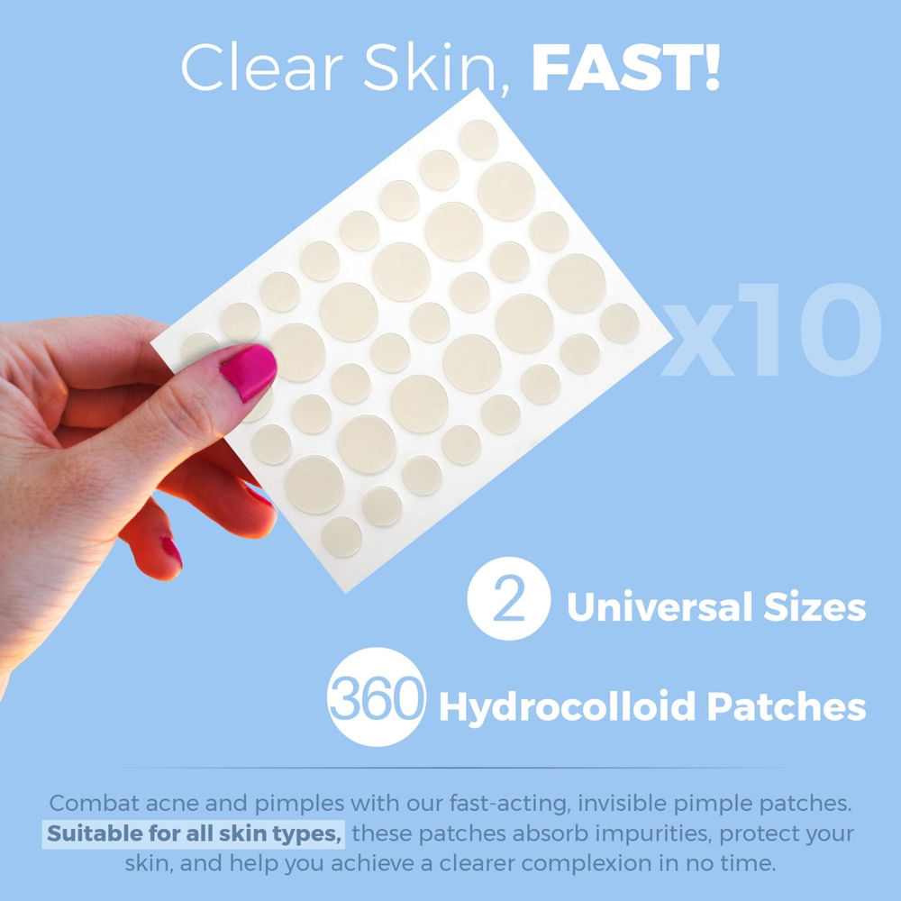 Adesivos para acne, bandagens hidrocolóides MedCA, 360 unidades em