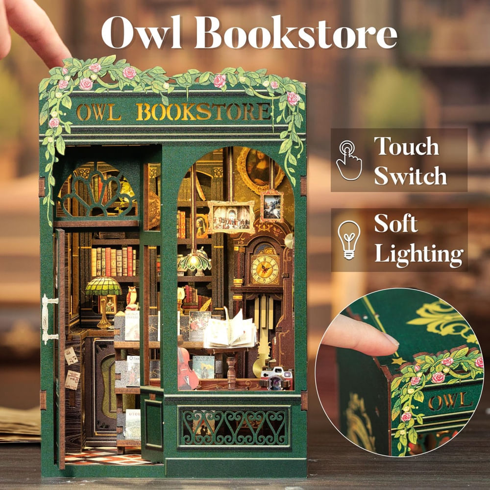 Kit Book Nook Magico - Casa Miniatura 3D Con LED, Da Montare, Decorazione Libreria - Foto 4