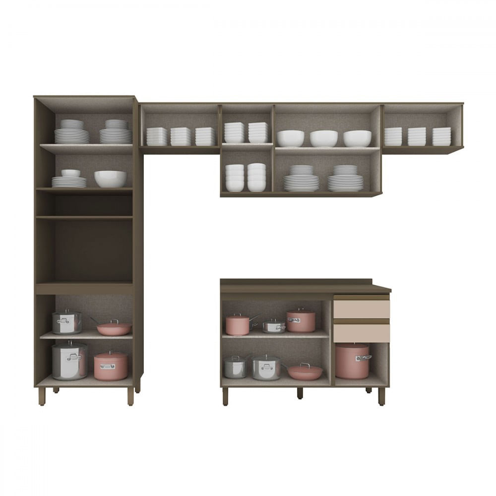 Cozinha Completa Connect 12 Portas 2 Gavetas 100% Mdf Duna/Cristal