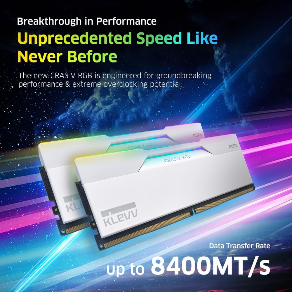 Memória ram klevv cras V rgb DDR5 32GB (2x16GB) 6400 MHz CL32 em