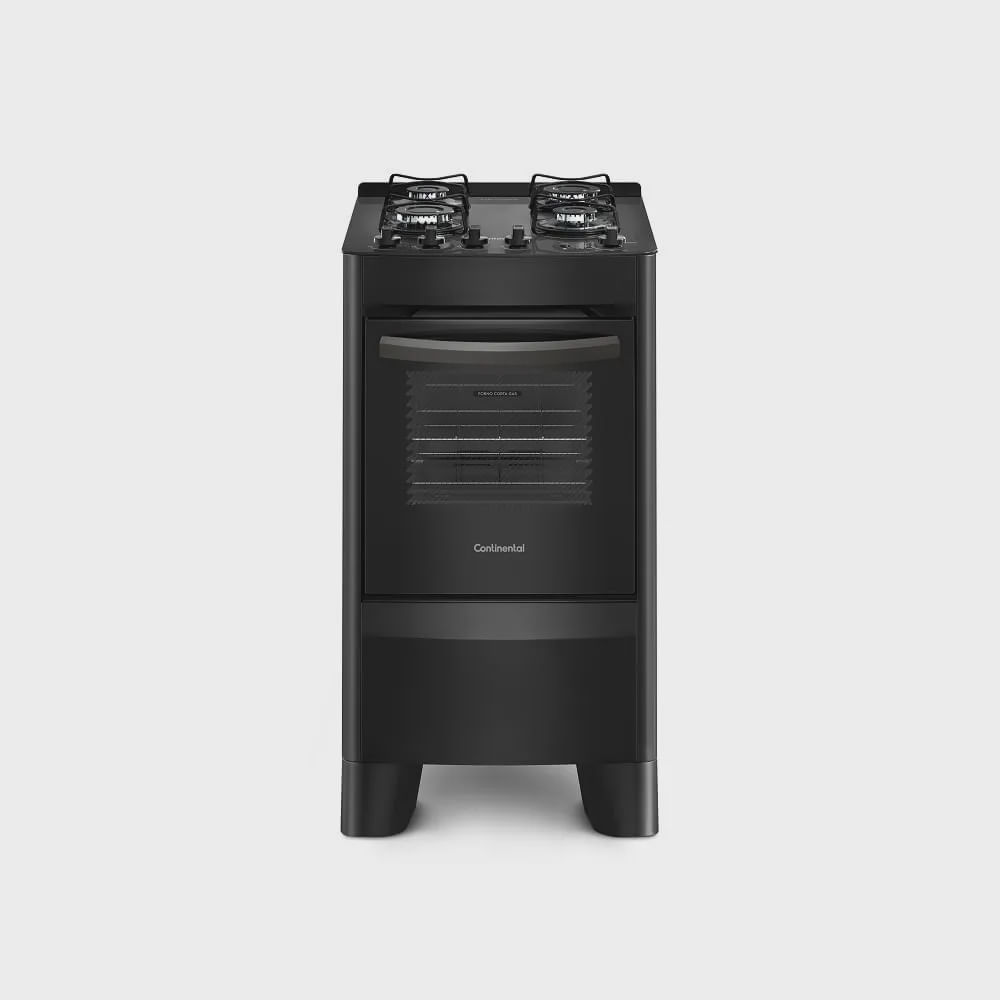 Fogão 4 Bocas Continental Brasil Preto Mesa em Vidro - Bivolt - Fc4vp
