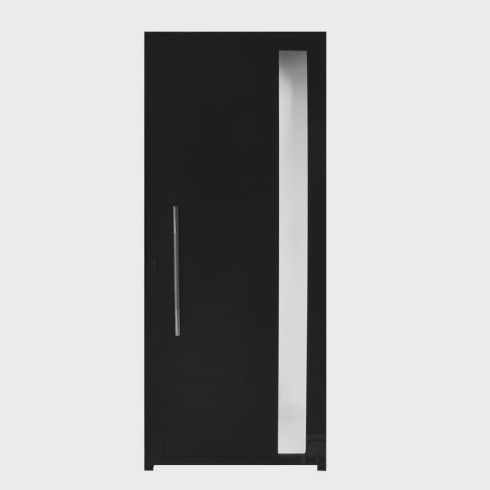 Porta de Alumínio Lambril 210x80cm Visor e Puxador Lado Direito