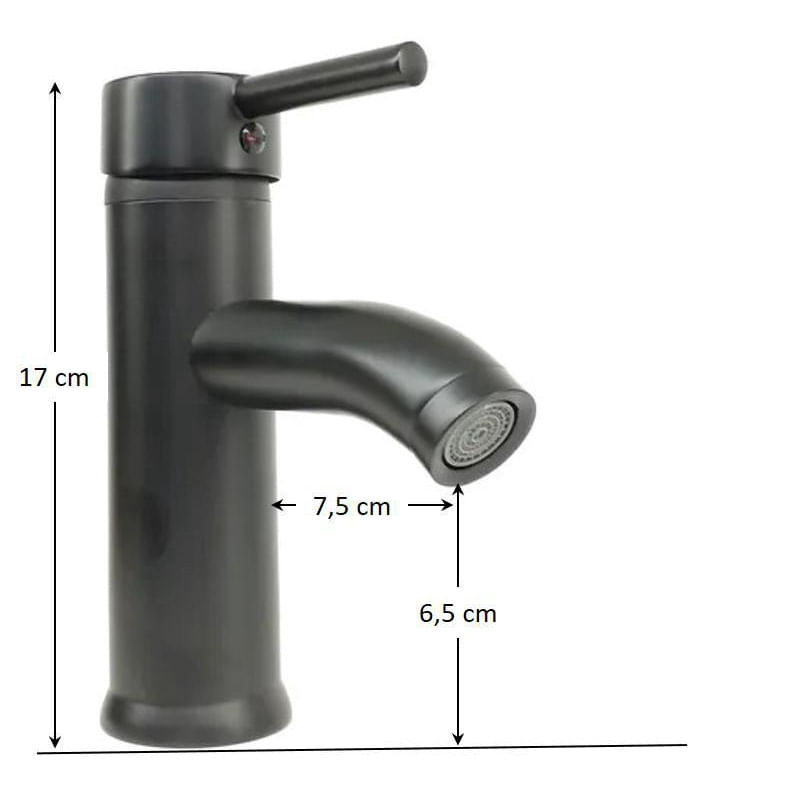 Monocomando para Banheiro Mesa Bica Baixa Preto Redondo 17cm