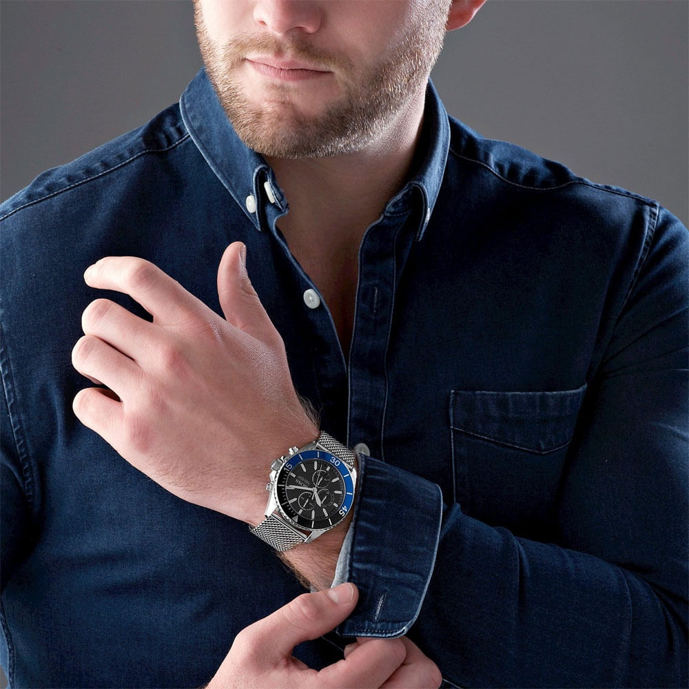 Relógio Hugo Boss 1513742 Pulseira Malha Original Nf Danfe em