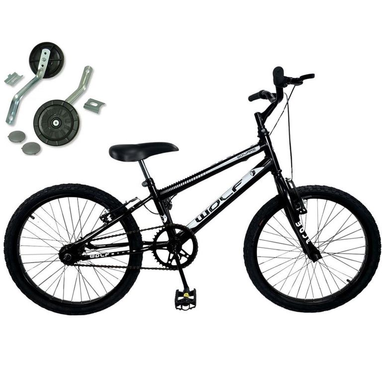 Bicicleta Infantil Aro 20 5 a 8 anos + Rodinha Lateral - wolf bike