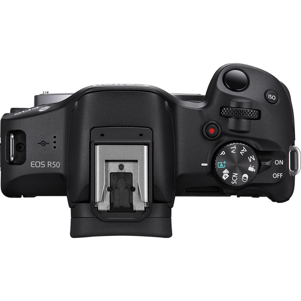 Câmera mirrorless Canon eos R50 com rf-s 18-45mm is stm em