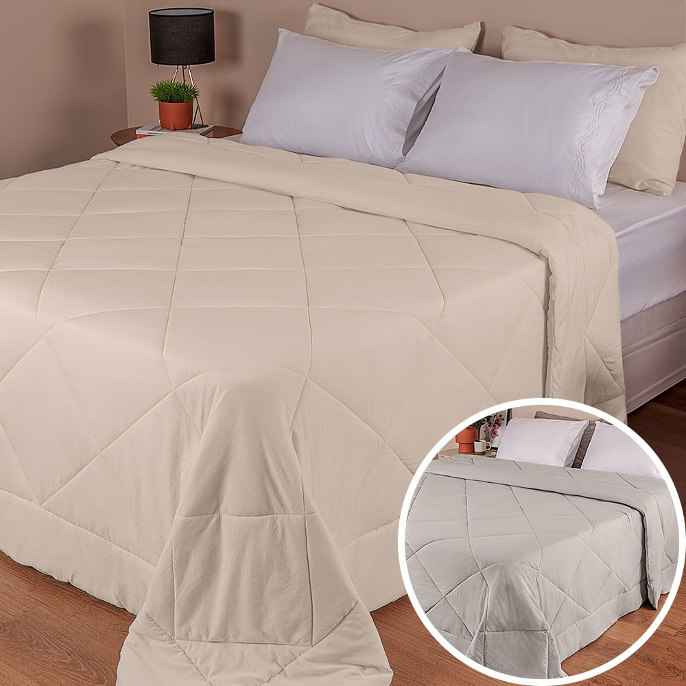 Edredom Queen Premium em Percal Acetinado Toque de Pluma 240x260cm - bf Colchões