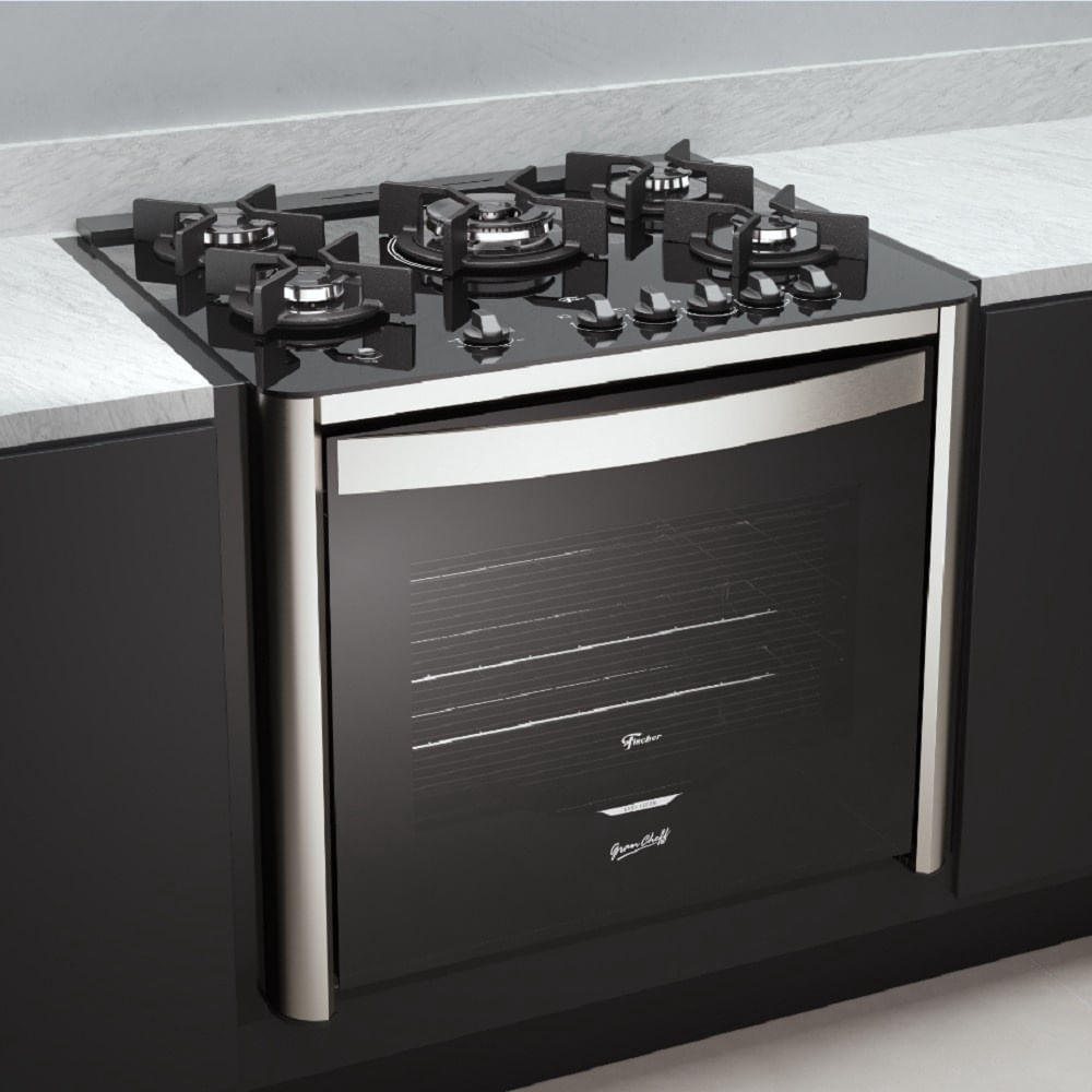 Fogão De Embutir Fischer 5 Bocas tc Gran Cheff Gás Com Dourador