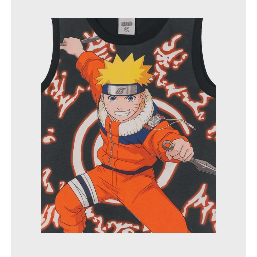 Camiseta Regata Infantil Naruto preta 6 ao 14 Brandili em Promoção