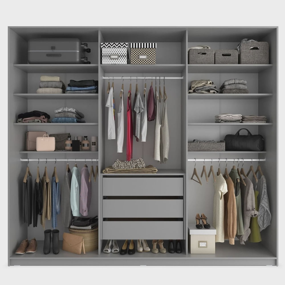 m’s closet Closet Casal 100% Mdf Bp 237cm 3 Gavetas Monreale em Promoção