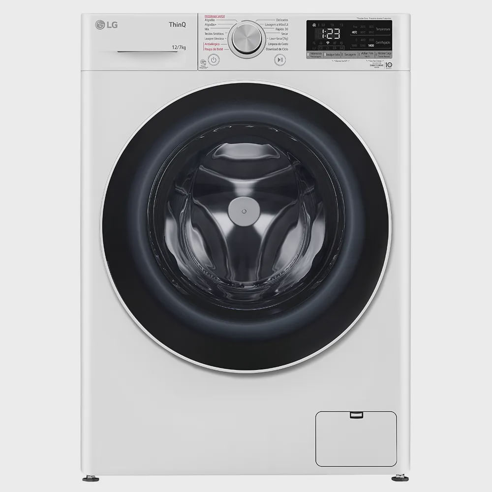 Lavadora de Roupa Lava e Seca 12 Kg Frontal Branco Smart Vc4 Com Inteligência Artificial Aidd LG - 110v - Cv5012wc4