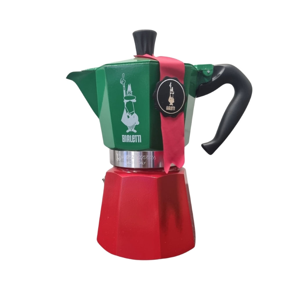 Cafeteira Italiana Bialetti Moka Express Itália 300ml Verde/ Vermelho Não Se Aplica - 10010406
