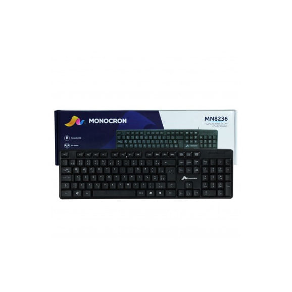 Teclado USB Padrão ABNT2 107 Teclas Monocron MN8236 Preto em