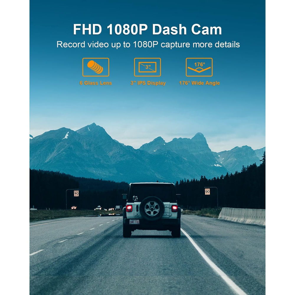 WeBeqer Dashcam FHD 1080P Con Scheda SD 64GB – Grandangolo 176°, G-Sensor, Visione Notturna E Monitoraggio Parcheggio