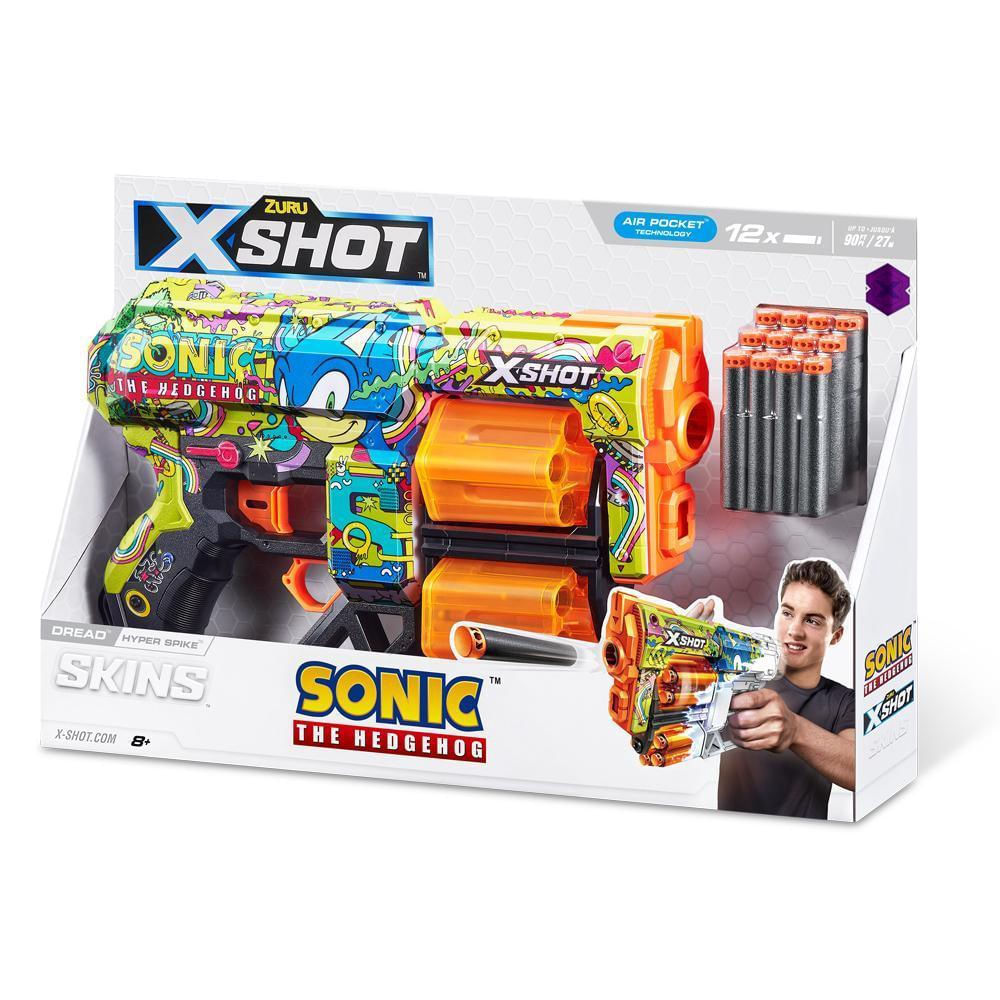 Lançador X-Shot Skin Dread Sonic Com 12 Dardos - Hyper Spike em