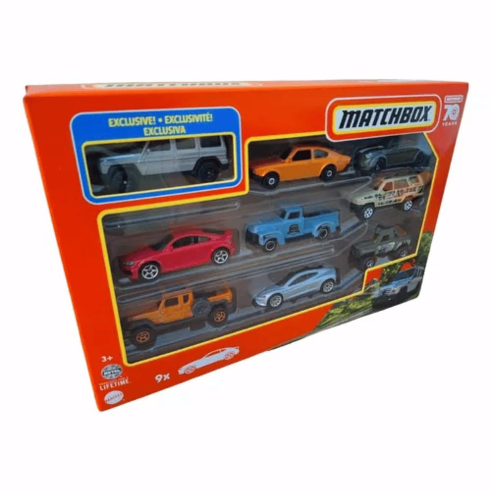Pack 9 Carrinhos Sortidos Matchbox Com Carro Exclusivo em Promoção