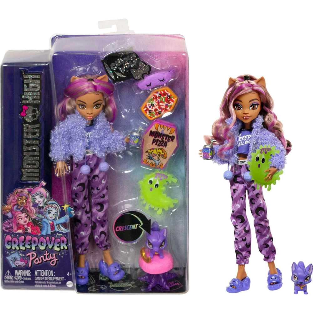 Doll Monster High Clawdeen Wolf Creepover Party com cachorro de