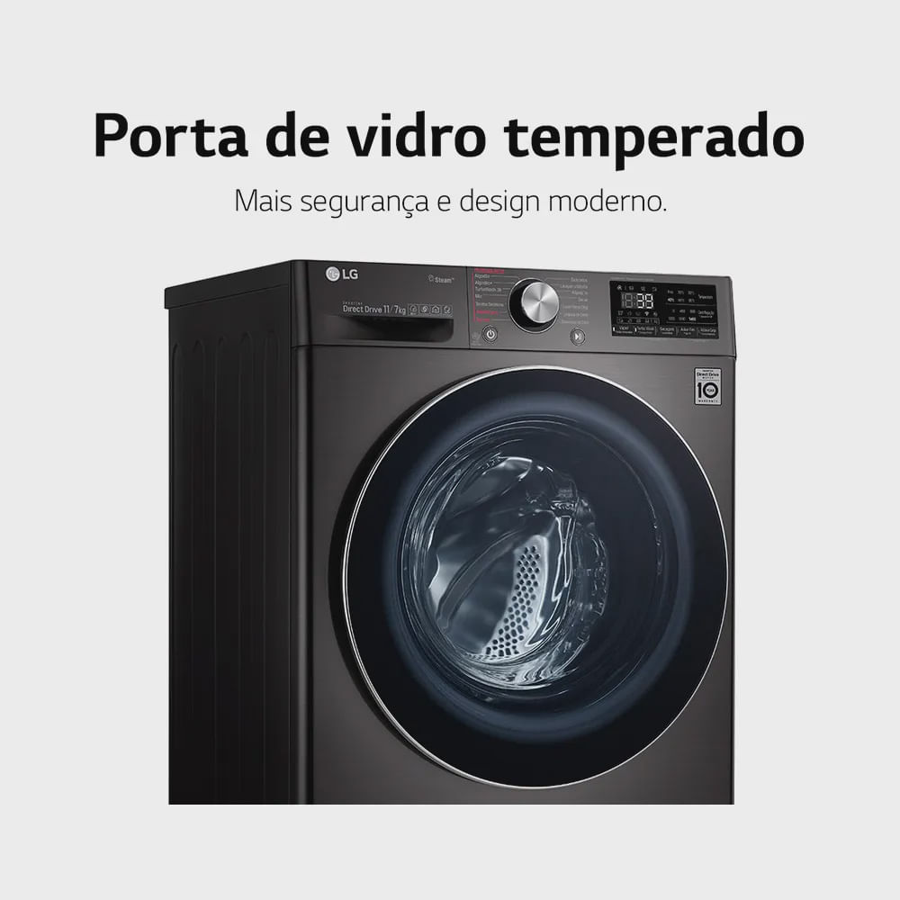 Lavadora de Roupa Lava e Seca 17 Kg Frontal Aço Escovado Lg - 110v - Wd17bv2s6b