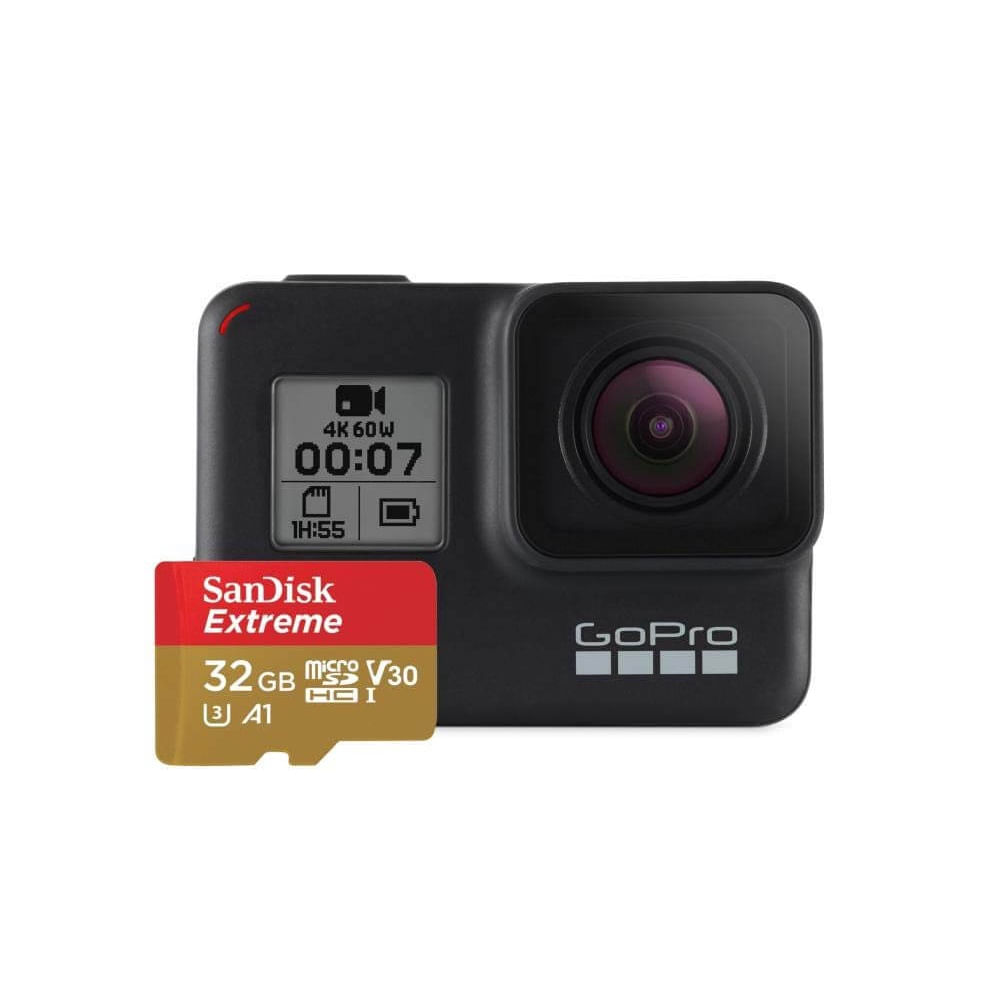 Kit Câmera GoPro hero 7 Black 4K + Cartão 32Gb Sandisk Extreme em