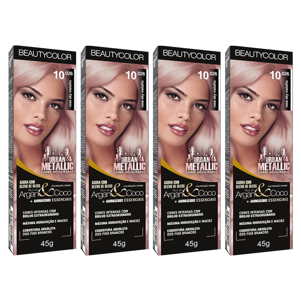 4 Coloração Individual Beautycolor 10.026 Rose Sky Metallic em