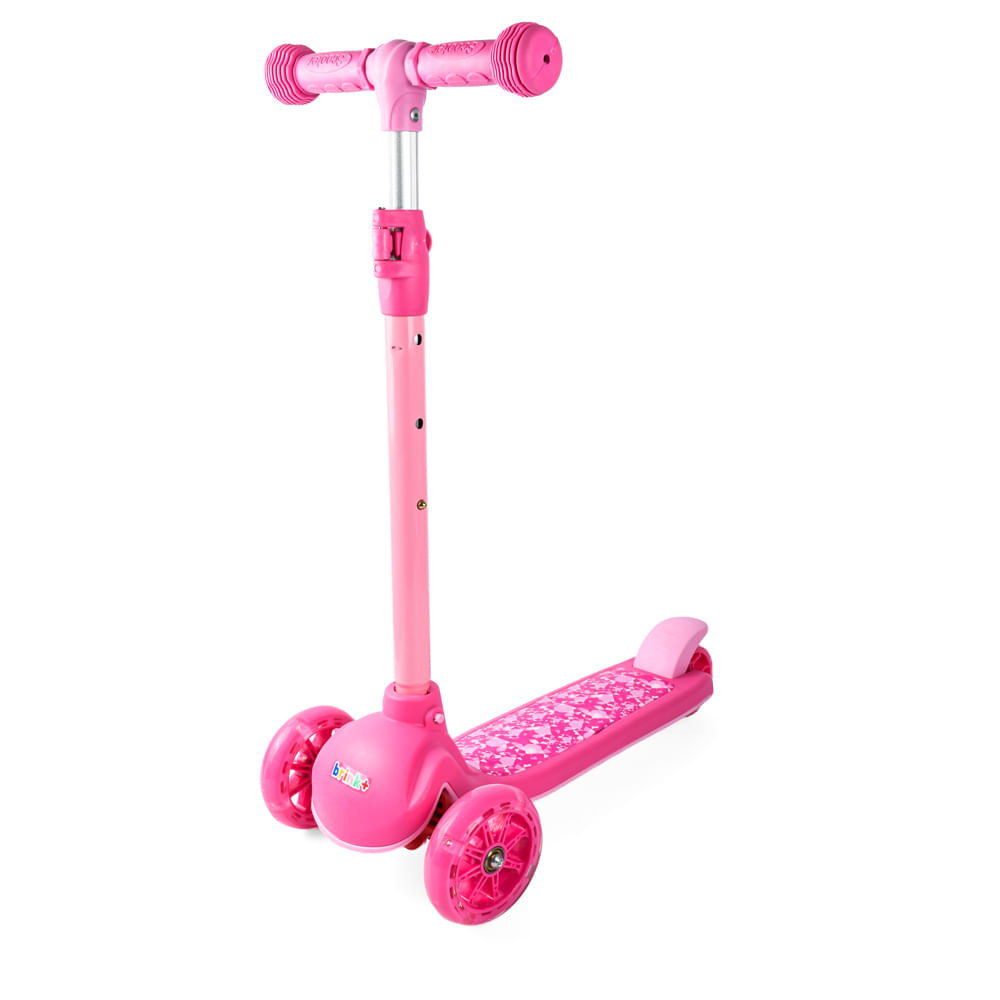 Patinete Infantil 3 Rodas Brink+ LES151 com Som e LED Rosa Metal e PVC