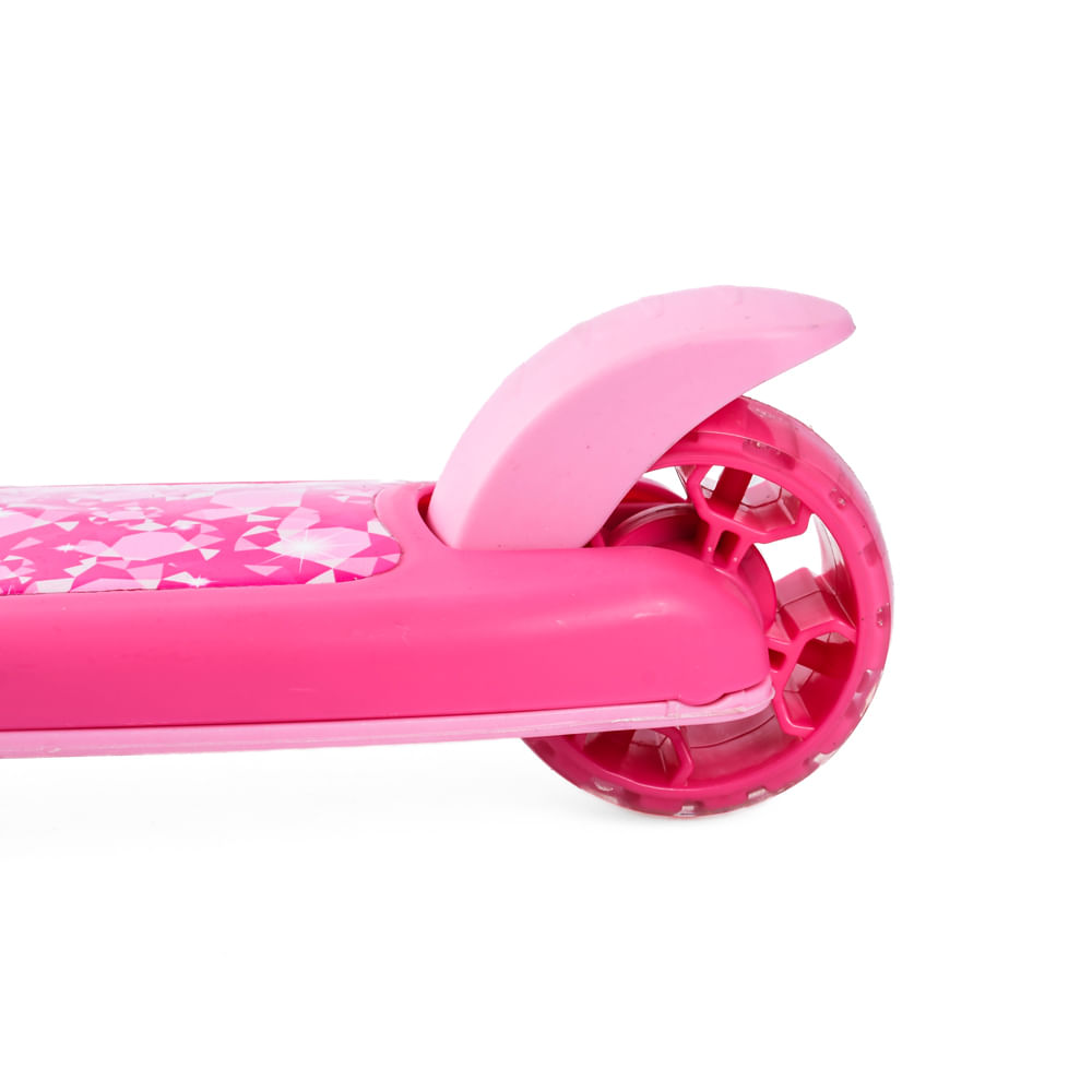 Encontraproduto.com.br - Patinete Infantil 3 Rodas Brink+ LES151 com Som e LED Rosa Metal e PVC