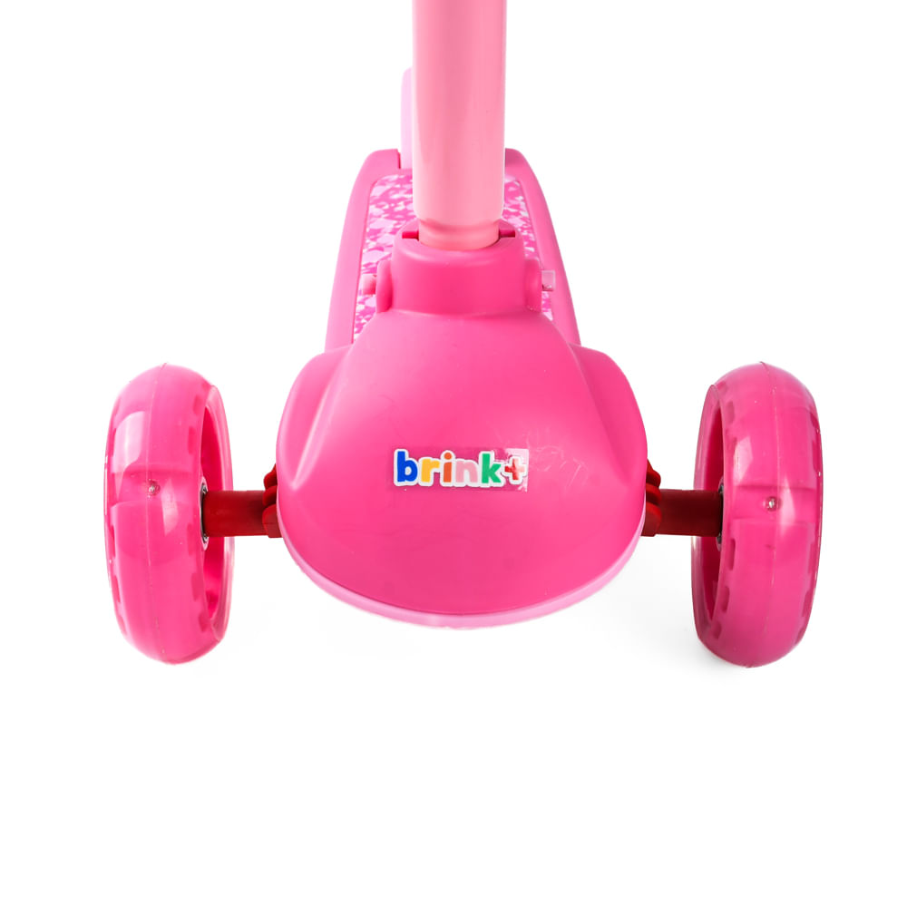 Encontraproduto.com.br - Patinete Infantil 3 Rodas Brink+ LES151 com Som e LED Rosa Metal e PVC