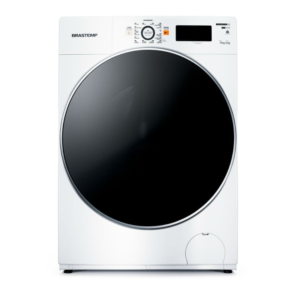 Lavadora de Roupa Lava e Seca 10,1 Kg Frontal Branco Água Quente Com Ciclo Tira Manchas Pro e Ciclo 1h Pronto para Vestir Brastemp - 110v - Bnq10abana