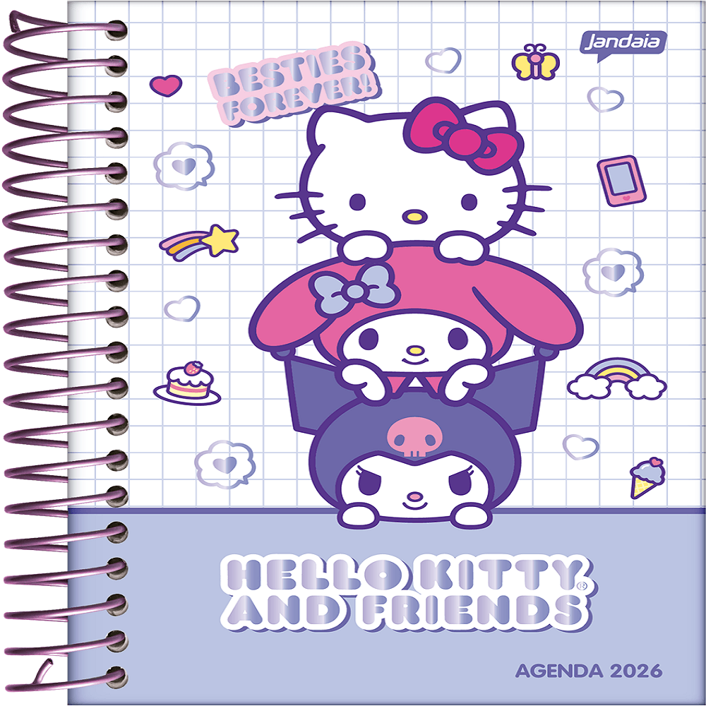Agenda 2026 Jandaia Espiral Hello Kitty Besties Friends Forever 11