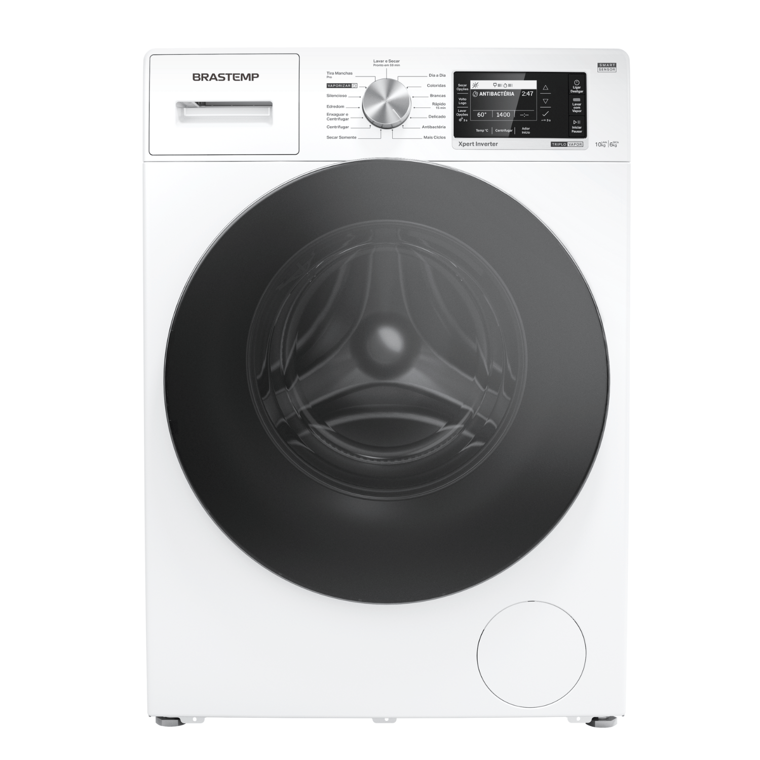 Lavadora de Roupa Lava e Seca 10 Kg Frontal Branco Com Smart Sensor e Triplo Vapor Brastemp - 110v - Bnc10abana
