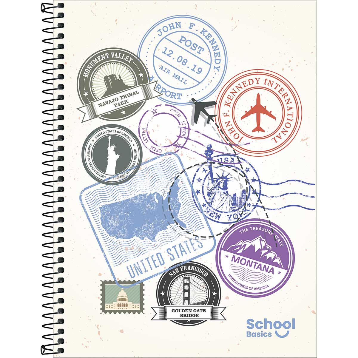 Caderno Universitário Capa Dura School Basics Masculino 10 Matérias 160 Folhas Sortido