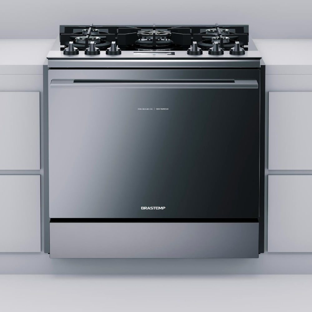 Fogão 5 Bocas de Embutir Brastemp Inox Mesa em Vidro - 220v - Bys5vcrrna
