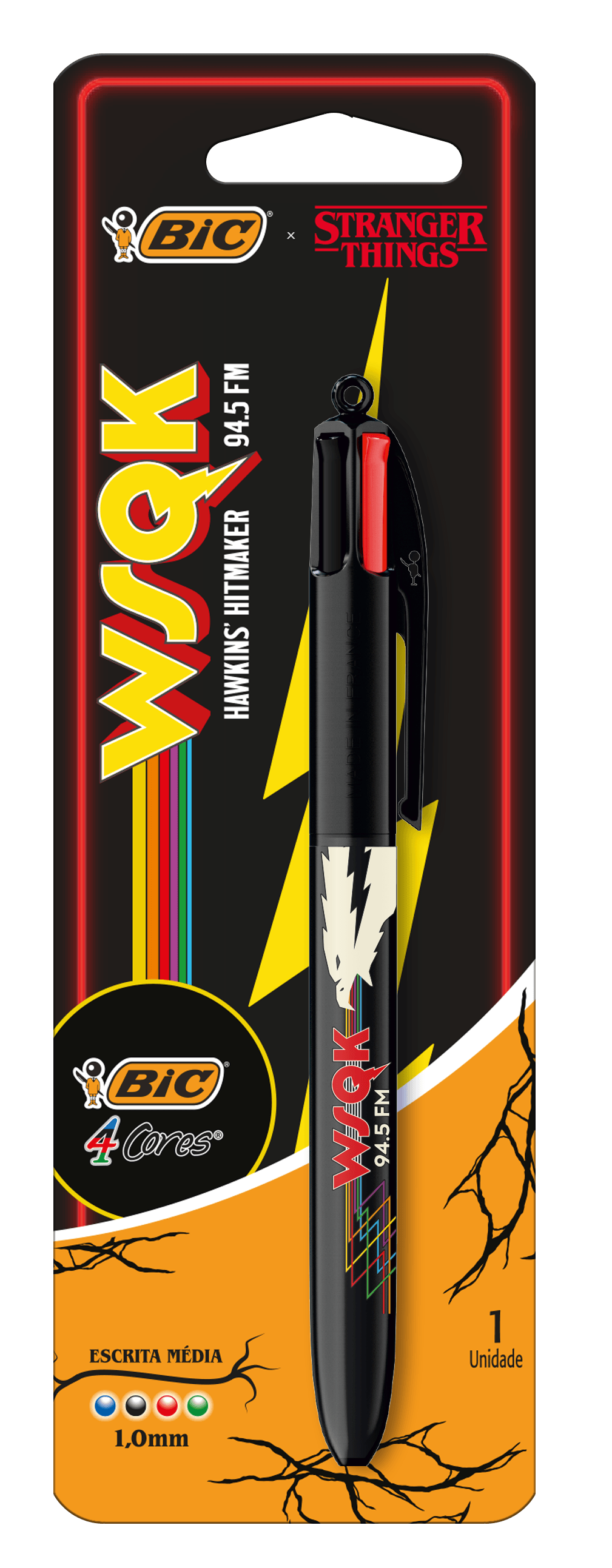Encontraproduto.com.br - Caneta Bic Retrátil Stranger Fight Squawk 4Cores un